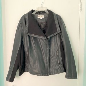 Women’s Mixed-Fabric Faux Leather Jacket